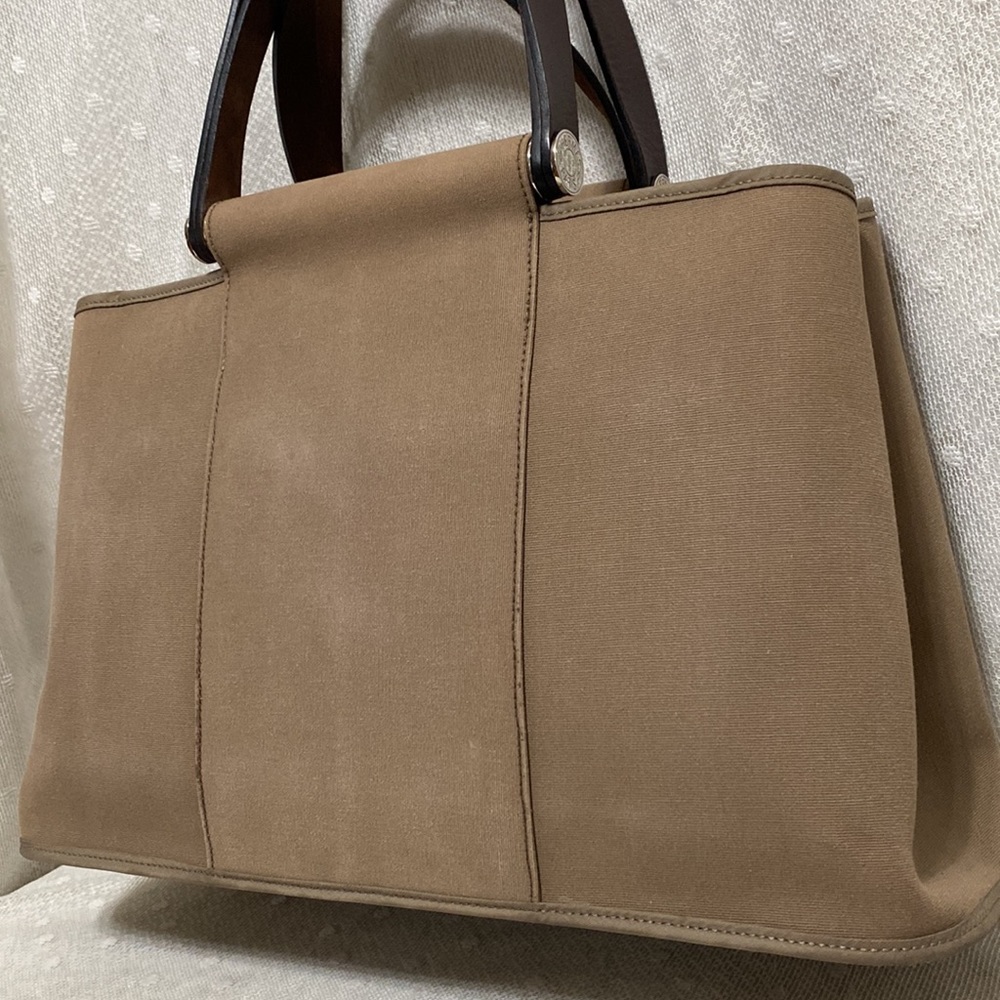 *SOLD*Hermès Toile H Cabag Elan Etoupe Canvas With Leather Expandable Tote bag - Picture 7 of 17